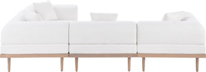 Meridian Furniture Laguna 4 Piece Modular Outdoor Sectional Olefin Fabric Teak Frame Patio Seating 55036Cream-Sec4C