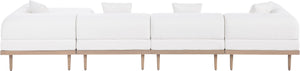 Meridian Furniture Laguna Five Piece Modular Outdoor Sectional Olefin Fabric Teak Aluminum Frame Patio 55036Cream-Sec5A