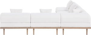 Meridian Furniture Laguna 5 Piece Modular Outdoor Sectional Olefin Fabric Teak Frame Resort Style 55036Cream-Sec5B