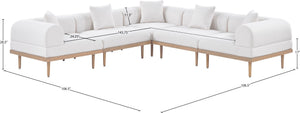 Meridian Furniture Laguna Outdoor Modular Sectional Olefin Fabric Teak Aluminum Frame Resort Style 55036Cream-Sec5C