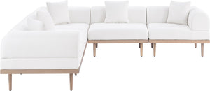 Meridian Furniture Laguna Outdoor Modular Sectional Olefin Fabric Teak Aluminum Frame Resort Style 55036Cream-Sec5C