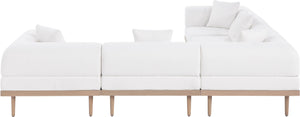 Meridian Furniture Laguna Outdoor Modular Sectional Olefin Fabric Teak Aluminum Frame Resort Style 55036Cream-Sec5C