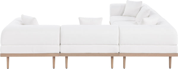 Meridian Furniture Laguna Outdoor Modular Sectional Olefin Fabric Teak Aluminum Frame Resort Style 55036Cream-Sec5C