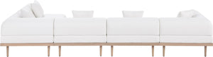 Meridian Furniture Laguna Five Piece Outdoor Modular Sectional Olefin Fabric Teak Aluminum Frame Patio 55036Cream-Sec5D