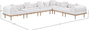 Meridian Furniture Laguna Six Piece Modular Outdoor Sectional with Olefin Fabric and Teak Frame 55036Cream-Sec6A