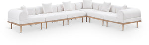 Meridian Furniture Laguna Six Piece Modular Outdoor Sectional with Olefin Fabric and Teak Frame 55036Cream-Sec6A