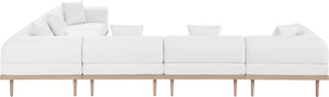 Meridian Furniture Laguna Six Piece Modular Outdoor Sectional with Olefin Fabric and Teak Frame 55036Cream-Sec6A