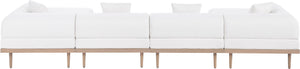 Meridian Furniture Laguna Six Piece Outdoor Modular Sectional with Olefin Fabric and Teak Aluminum Frame 55036Cream-Sec6B