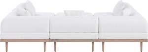 Meridian Furniture Laguna Six Piece Modular Outdoor Sectional Olefin Fabric Teak Frame Patio Lounge 55036Cream-Sec6C