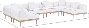 Meridian Furniture Laguna Six Piece Modular Outdoor Sectional with Olefin Cushions and Teak Aluminum Frame 55036Cream-Sec6D