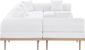 Meridian Furniture Laguna Six Piece Modular Outdoor Sectional with Olefin Cushions and Teak Aluminum Frame 55036Cream-Sec6D
