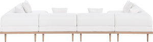 Meridian Furniture Laguna Six Piece Modular Outdoor Sectional with Olefin Cushions and Teak Aluminum Frame 55036Cream-Sec6D