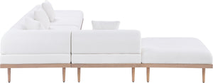 Meridian Furniture Laguna Six Piece Modular Outdoor Sectional Olefin Fabric Teak Frame Resort Style 55036Cream-Sec6E