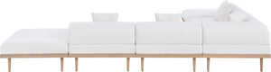 Meridian Furniture Laguna Six Piece Modular Outdoor Sectional Olefin Fabric Teak Frame Resort Style 55036Cream-Sec6E