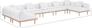 Meridian Furniture Laguna 7 Piece Modular Outdoor Sectional Olefin Fabric Teak Aluminum Frame Patio Set 55036Cream-Sec7B