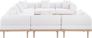 Meridian Furniture Laguna Eight Piece Modular Outdoor Sectional Olefin Fabric Teak Aluminum Frame Patio 55036Cream-Sec8A
