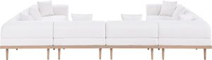 Meridian Furniture Laguna Eight Piece Modular Outdoor Sectional Olefin Fabric Teak Aluminum Frame Patio 55036Cream-Sec8A