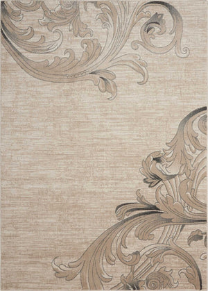 HomeRoots 5' Elegant Tan, Black & Ivory Damask Non-Skid Area Rug - Durable, Stylish, Ideal for Family Spaces 5' X 7' 550373