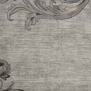 HomeRoots 5' Elegant Tan, Black & Ivory Damask Non-Skid Area Rug - Durable, Stylish, Ideal for Family Spaces 5' X 7' 550373
