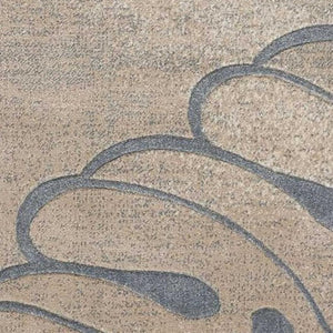 HomeRoots 5' Beige and Gray Botanical Leaves Area Rug - Stylish, Durable, Non-Skid Design for Any Room 5' X 7' 550374