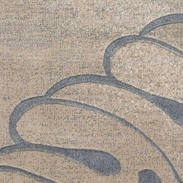 HomeRoots 5' Beige and Gray Botanical Leaves Area Rug - Stylish, Durable, Non-Skid Design for Any Room 5' X 7' 550374