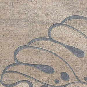 HomeRoots 5' Beige and Gray Botanical Leaves Area Rug - Stylish, Durable, Non-Skid Design for Any Room 5' X 7' 550374