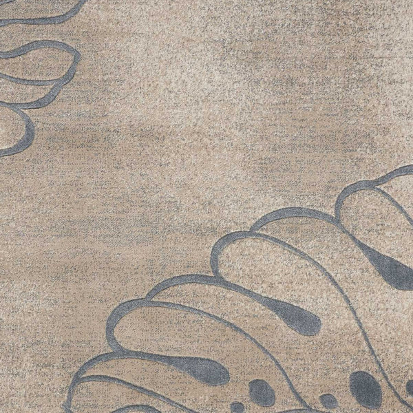 Homeroots 5' X 7' Beige And Gray Botanical Leaves Non Skid Area Rug  Polyester 550374