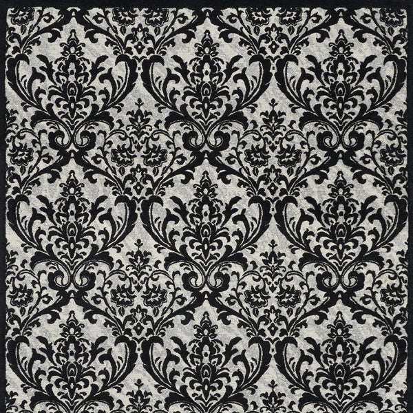 Homeroots 5' X 7' Ivory And Black Damask Distressed Area Rug  Cotton,Polyester 550377