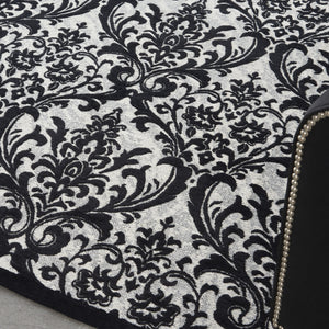 Homeroots 5' X 7' Ivory And Black Damask Distressed Area Rug  Cotton,Polyester 550377