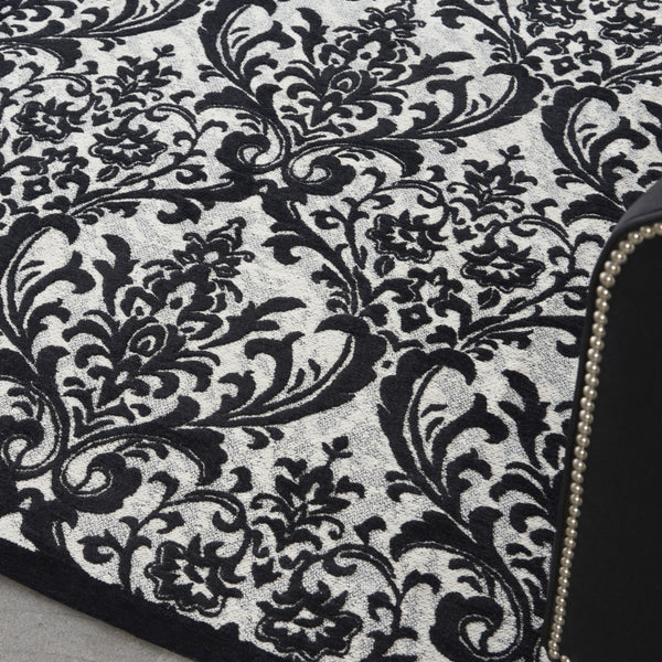 Homeroots 5' X 7' Ivory And Black Damask Distressed Area Rug  Cotton,Polyester 550377