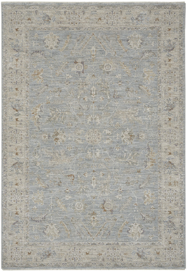 Homeroots 4' X 6' Beige And Blue Floral Power Loom Area Rug  Polypropylene,Polyester 550380