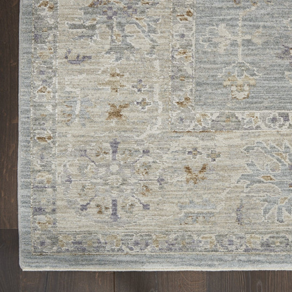 HomeRoots 4' Timeless Beige and Blue Floral Power Loom Area Rug for Elegant Living Spaces and Comfort 4' X 6' 550380