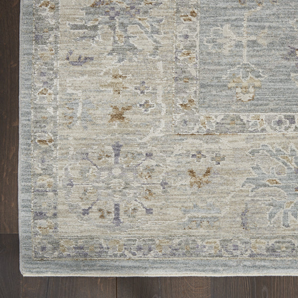 Homeroots 4' X 6' Beige And Blue Floral Power Loom Area Rug  Polypropylene,Polyester 550380