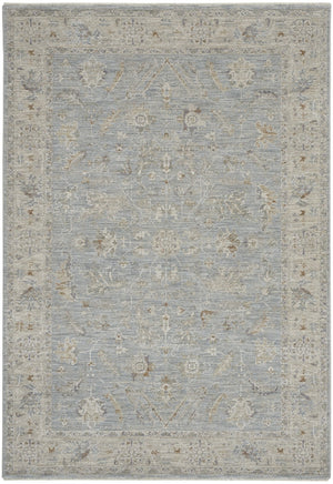 HomeRoots 4' Timeless Beige and Blue Floral Power Loom Area Rug for Elegant Living Spaces and Comfort 4' X 6' 550380