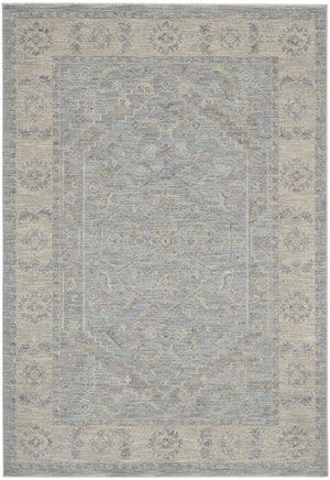 Homeroots 4' X 6' Beige And Blue Floral Power Loom Area Rug  Polypropylene,Polyester 550381
