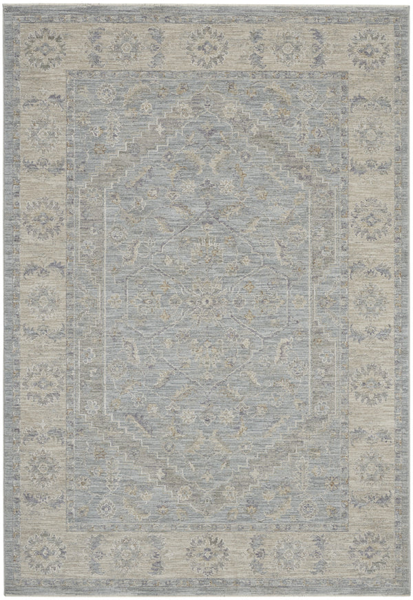 Homeroots 4' X 6' Beige And Blue Floral Power Loom Area Rug  Polypropylene,Polyester 550381