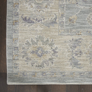 Homeroots 4' X 6' Beige And Blue Floral Power Loom Area Rug  Polypropylene,Polyester 550381