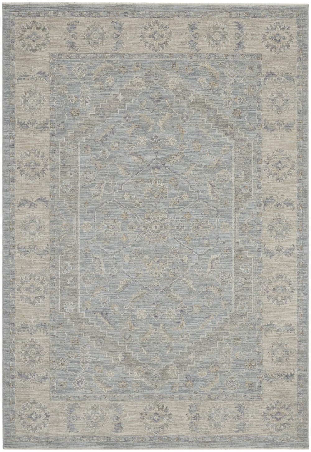 HomeRoots 4' X 6' Beige and Blue Floral Area Rug – Timeless Power Loom Design for Comfort and Style in Any Room 550381