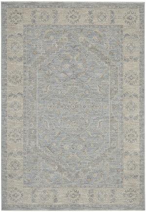 HomeRoots 4' X 6' Beige and Blue Floral Area Rug – Timeless Power Loom Design for Comfort and Style in Any Room 550381