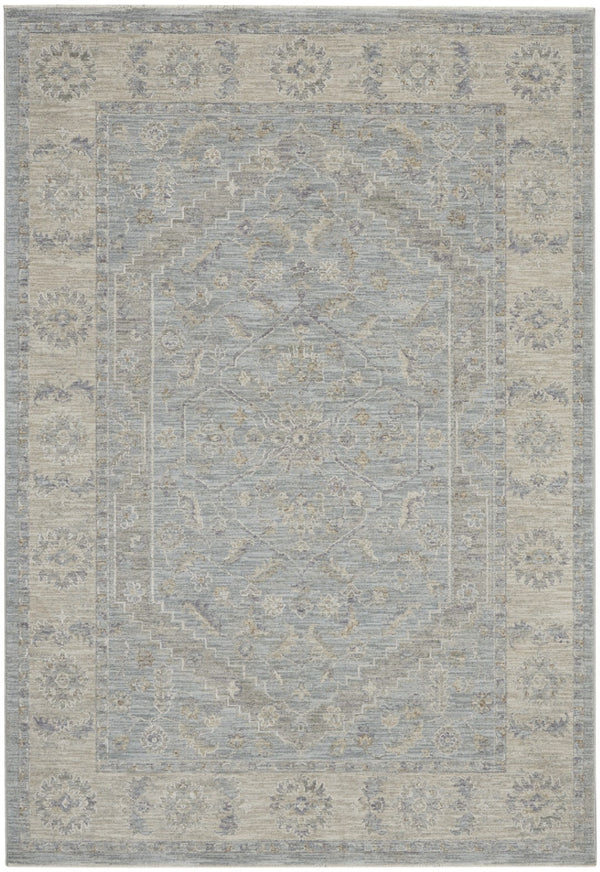 HomeRoots 4' X 6' Beige and Blue Floral Area Rug – Timeless Power Loom Design for Comfort and Style in Any Room 550381