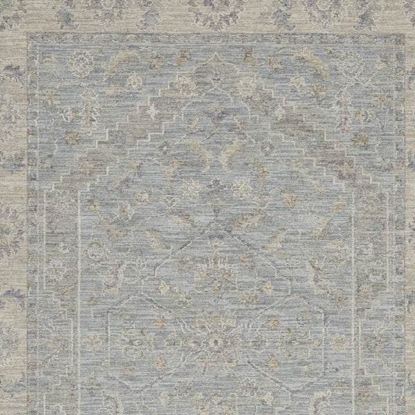 Homeroots 4' X 6' Beige And Blue Floral Power Loom Area Rug  Polypropylene,Polyester 550381