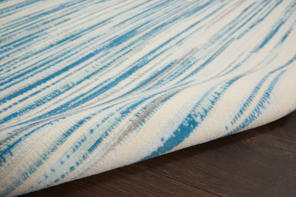 HomeRoots 6' Ivory Blue and Gray Abstract Area Rug – Stylish Non-Skid Design for Modern Homes and Durability 6' X 9' 550384