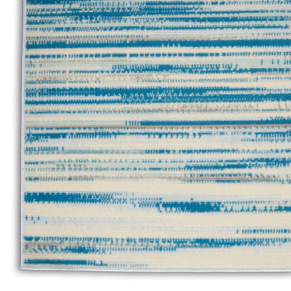 HomeRoots 6' Ivory Blue and Gray Abstract Area Rug – Stylish Non-Skid Design for Modern Homes and Durability 6' X 9' 550384