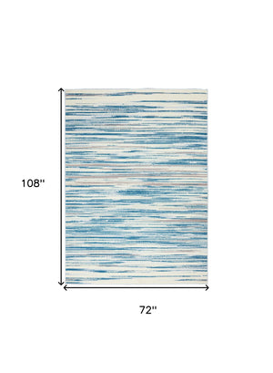 Homeroots 6' X 9' Ivory Blue And Gray Abstract Non Skid Area Rug  Polypropylene 550384