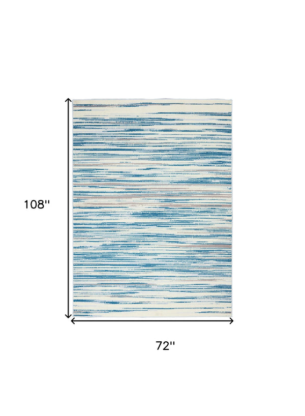 Homeroots 6' X 9' Ivory Blue And Gray Abstract Non Skid Area Rug  Polypropylene 550384