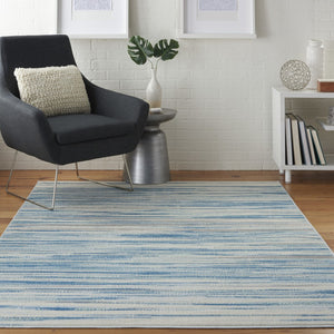 HomeRoots 6' Ivory Blue and Gray Abstract Area Rug – Stylish Non-Skid Design for Modern Homes and Durability 6' X 9' 550384