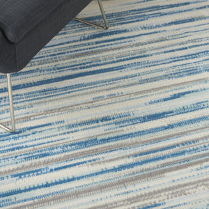 HomeRoots 6' Ivory Blue and Gray Abstract Area Rug – Stylish Non-Skid Design for Modern Homes and Durability 6' X 9' 550384