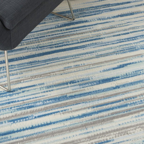 HomeRoots 6' Ivory Blue and Gray Abstract Area Rug – Stylish Non-Skid Design for Modern Homes and Durability 6' X 9' 550384