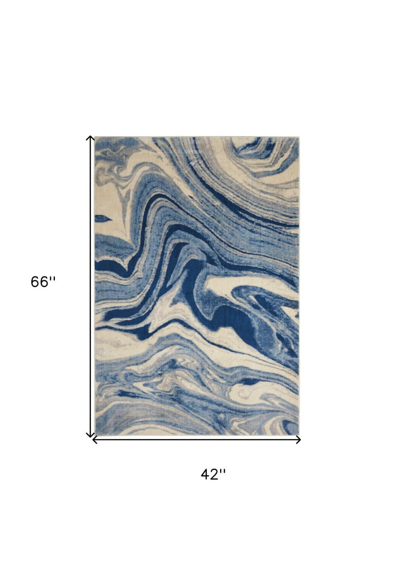 HomeRoots 4x6 Abstract Polyester Area Rug with Non-skid Backing for Living Rooms and Entryways 550386