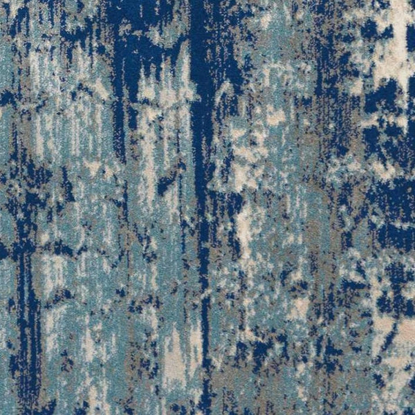 HomeRoots 5' Abstract Area Rug in Ivory, Blue & Slate Gray – Modern, Non-Skid, Stain-Resistant Design for Home 5' X 7' 550393